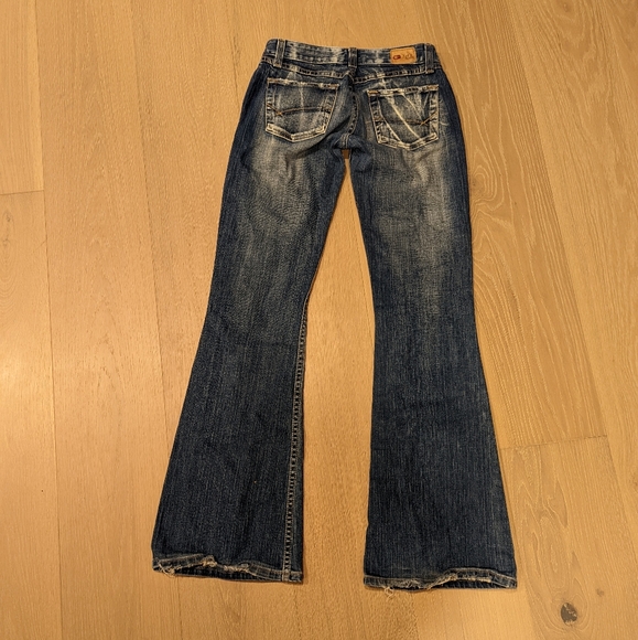 Women's Low Rise Flare Blue Jeans - Picture 4 of 10